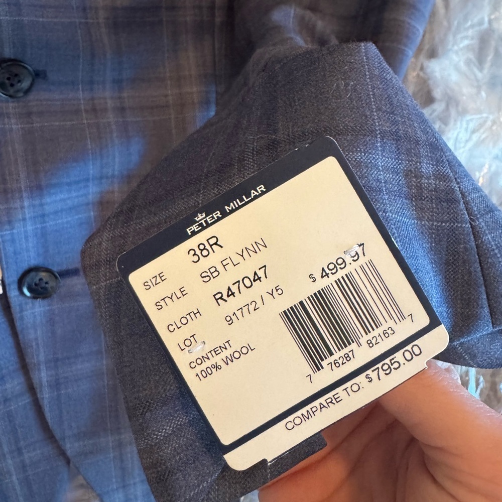 Peter Millar Men's Navy Plaid Blazer - Picture 3 of 3